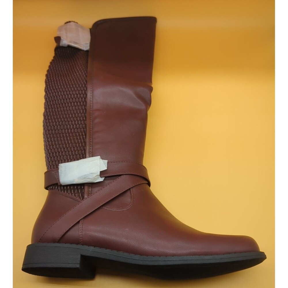 Shoe Dazzle Tessa Textured Flat Boot Women’s Sz 9.5 Bordeaux Riding Boot - Picture 11 of 15
